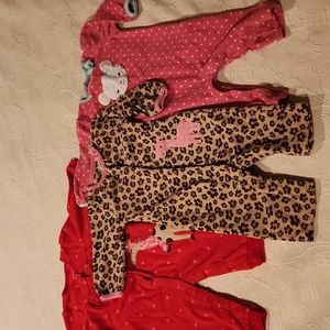 3 Fleece Pajamas Baby Girl 12 mo.